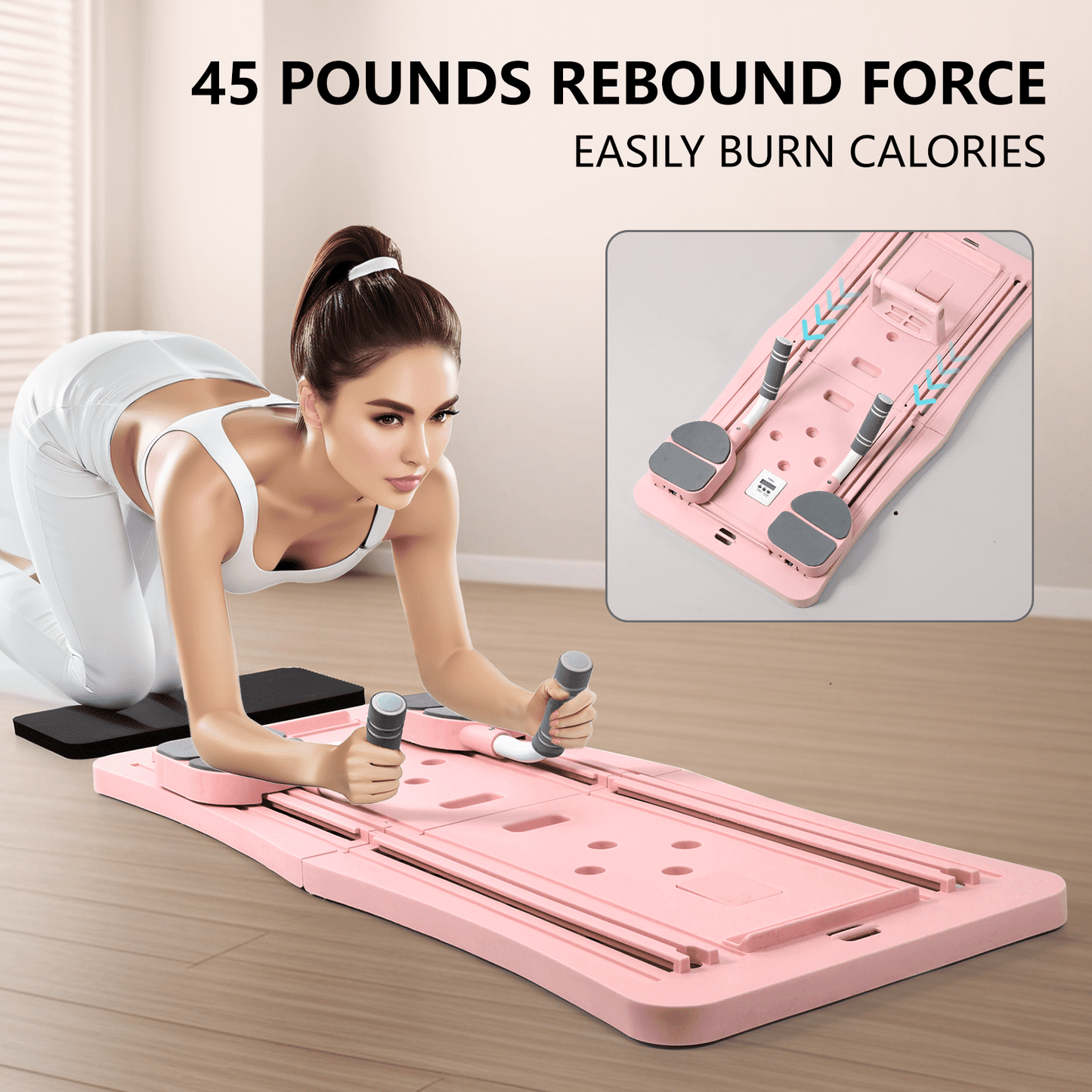 Pilates Board, 6 in 1 Pilates Reformer, Foldable and Portable Pilates Equipment for Home，Multifunctional Pilates Fitness Board