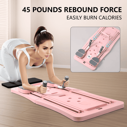 Pilates Board, 6 in 1 Pilates Reformer, Foldable and Portable Pilates Equipment for Home，Multifunctional Pilates Fitness Board