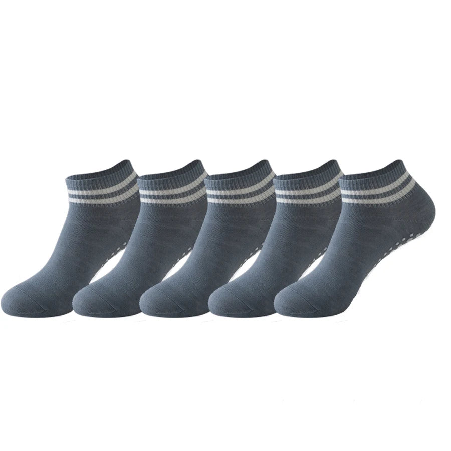 5 Pairs Grip Socks for Women, Non Slip Pilates Yoga Socks with Double Stripes Non Slip Socks for Workout, Ballet, Athletic Socks