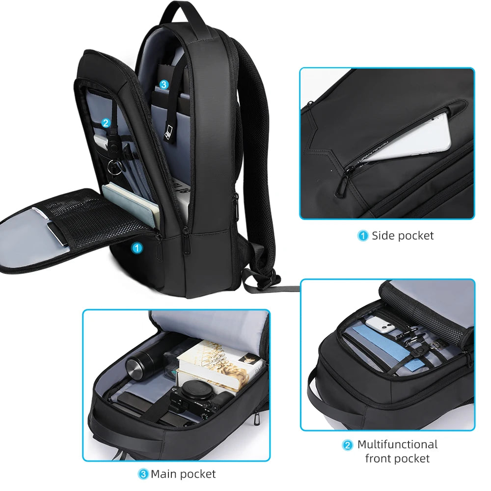 Slim Man Laptop Backpack Waterproof School Bag with USB Charging for Boys Teenagers Luxury Backpack Men on Work